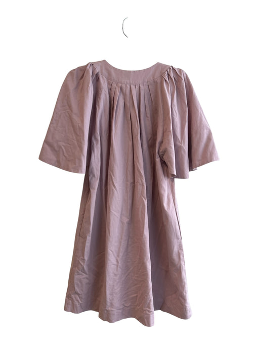 Pomander Place Size S Mauve Cotton Short Sleeve V Neck Pleated Detail Dress Mauve / S