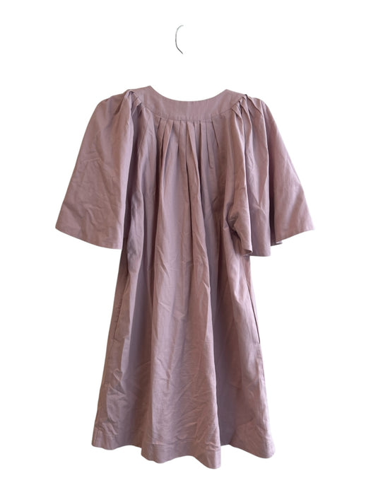 Pomander Place Size S Mauve Cotton Short Sleeve V Neck Pleated Detail Dress Mauve / S