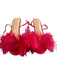 Betsy Johnson Shoe Size 8 Red Sateen Feathers Mid Heel Ankle Buckle Shoes Red / 8