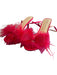 Betsy Johnson Shoe Size 8 Red Sateen Feathers Mid Heel Ankle Buckle Shoes Red / 8