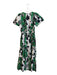 By Anthropologie Size Small Green, Black & White Cotton round split neck Dress Green, Black & White / Small