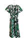 By Anthropologie Size Small Green, Black & White Cotton round split neck Dress Green, Black & White / Small