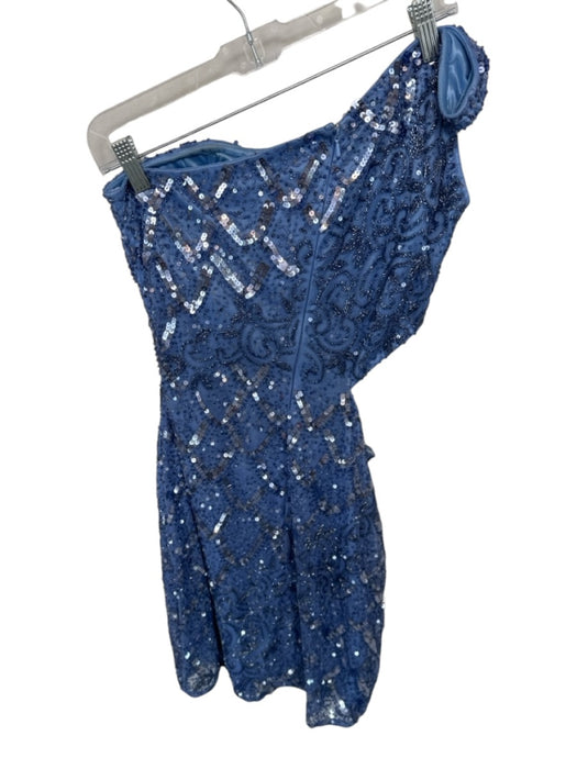 Primavera Size 10 Periwinkle Polyester Sequins Cutout One Shoulder Mini Gown Periwinkle / 10