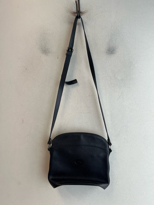Longchamp Black Leather Silver Hardware Zip Close Pebbled Cross Body Bag