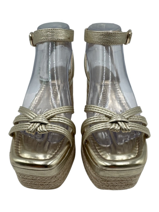 Vince Camuto Shoe Size 7.5 Gold Leather Upper Metallic Knot Detail Sandals Gold / 7.5