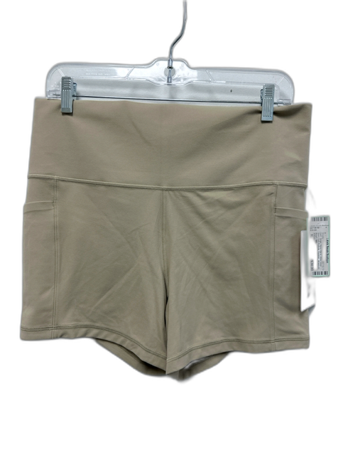 Athleta Size XL Beige Nylon Blend Wide Waist Band Side Pockets Paneled Shorts Beige / XL