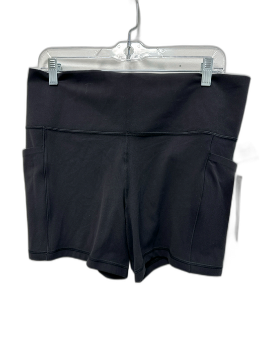 Athleta Size XL Black Nylon Blend Wide Waist Band Side Pockets Paneled Shorts Black / XL