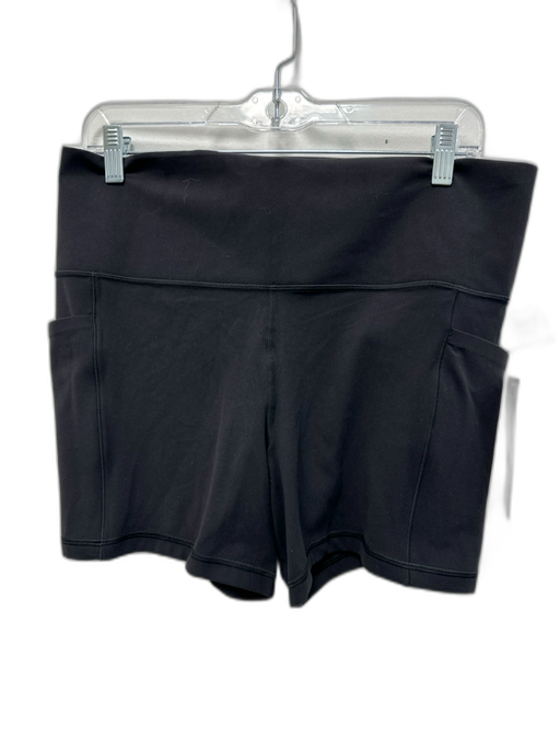 Athleta Size XL Black Nylon Blend Wide Waist Band Side Pockets Paneled Shorts Black / XL