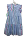 Vilagallo Size 42 Light Blue, Pink & Multi Cotton Ruffle Cap Sleeve Print Dress Light Blue, Pink & Multi / 42