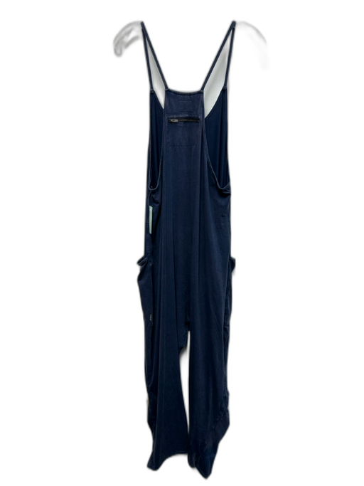 Free People Movement Size L Navy Blue Cotton Spaghetti Strap Jumpsuit Navy Blue / L