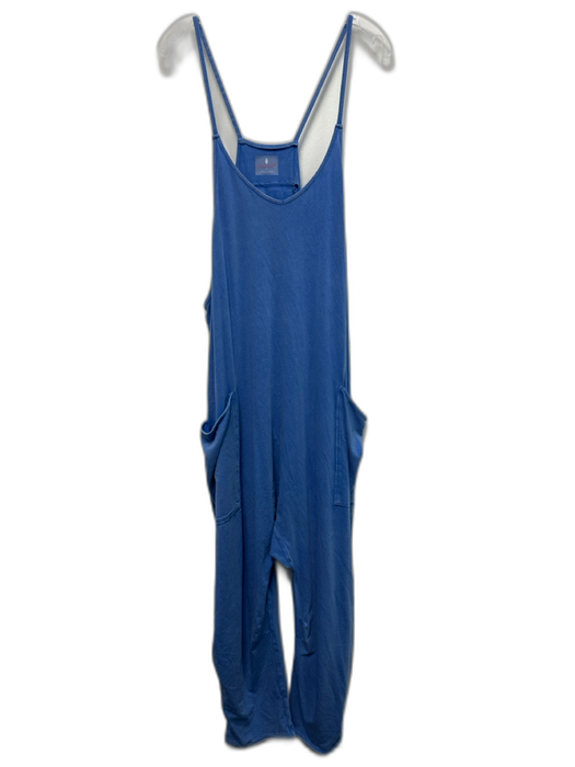Free People Movement Size L Baby Blue Cotton Spaghetti Strap Jumpsuit Baby Blue / L
