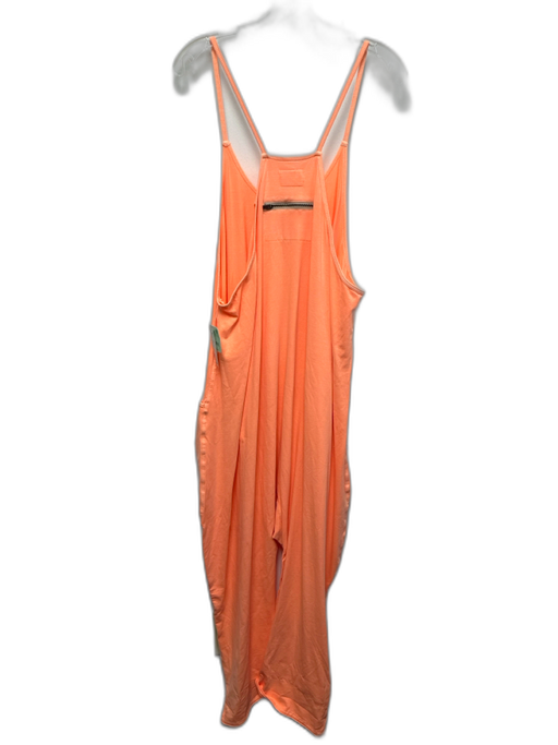 Free People Movement Size L Neon Orange Cotton Spaghetti Strap Jumpsuit Neon Orange / L