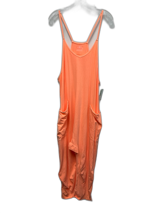 Free People Movement Size L Neon Orange Cotton Spaghetti Strap Jumpsuit Neon Orange / L