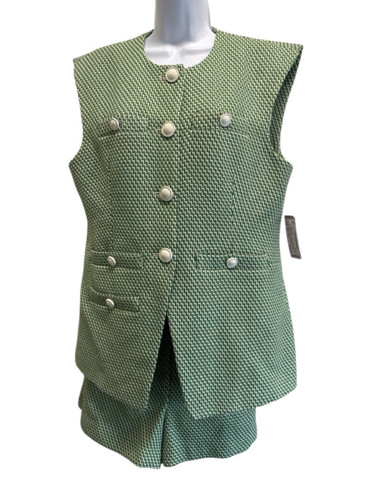 Veronica Beard Size 12 Green & White Rayon Blend Sleeveless Vest Short Set Green & White / 12
