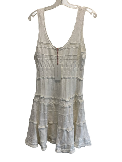 Loveshackfancy Size XL White Viscose Blend Sleeveless Lace Knit U Neck Dress White / XL