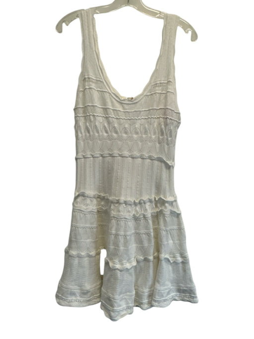 Loveshackfancy Size XL White Viscose Blend Sleeveless Lace Knit U Neck Dress White / XL