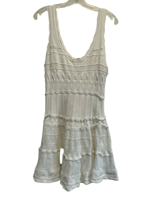 Loveshackfancy Size XL White Viscose Blend Sleeveless Lace Knit U Neck Dress White / XL