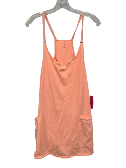 FP Movement Size L Peach Orange Cotton Blend Sleeveless V Neck Mini Romper Peach Orange / L