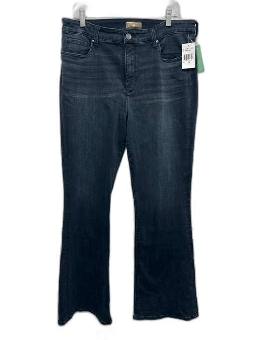 KUT Size 14 Black Wash Cotton Denim Zip & Button 5 Pocket Whiskering Flare Jeans Black Wash / 14