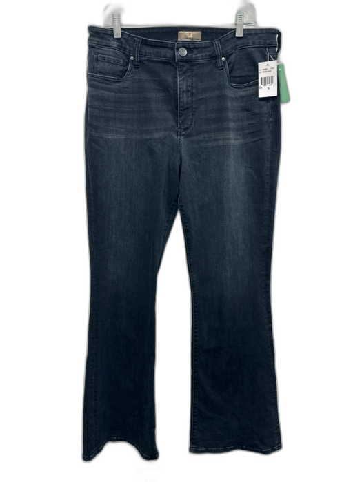 KUT Size 14 Black Wash Cotton Denim Zip & Button 5 Pocket Whiskering Flare Jeans Black Wash / 14