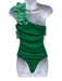 Karla Colletto Size 12 Green & Light Green Nylon Blend One Shoulder swimwear Green & Light Green / 12