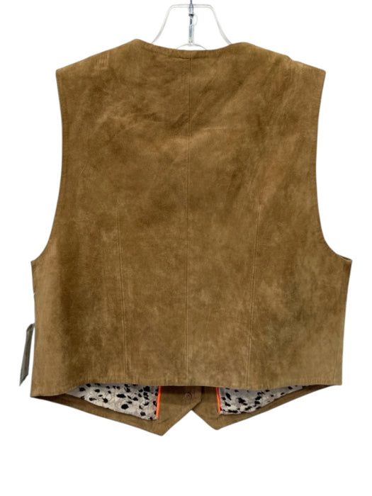 Hunter Bell Size M Tan Brown Leather V Neck Button Front Vest Tan Brown / M