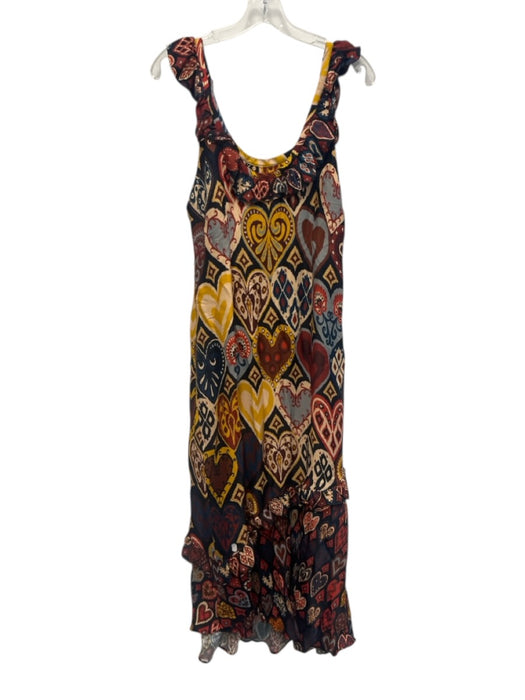 Farm Rio Size M Navy Blue, Orange, Yellow Viscose Sleeveless Scoop Neck Dress Navy Blue, Orange, Yellow / M