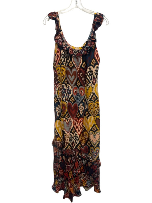 Farm Rio Size M Navy Blue, Orange, Yellow Viscose Sleeveless Scoop Neck Dress Navy Blue, Orange, Yellow / M