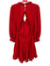 Musette Size L Red Polyester Long puff sleeve Ruffles V Neck Mini Dress Red / L