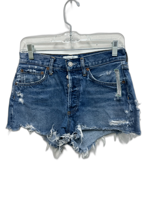 Agolde Size 25 Medium Wash Cotton Distressed Button Fly Cut Off High Rise Shorts Medium Wash / 25