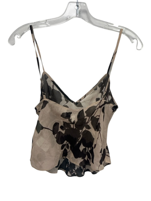 Cara Cara Size XS Beige & Black Nylon Semi Sheer Floral Silhouette Cropped Top Beige & Black / XS