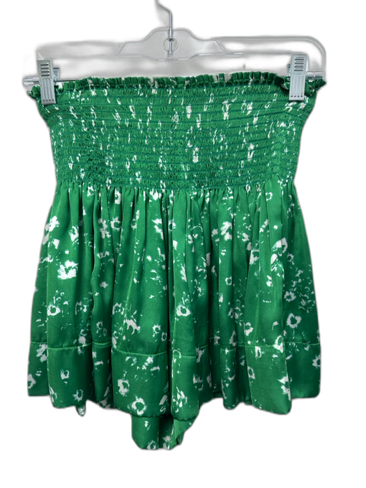 Koch Size S Green & White Polyester Shirred Waist Flowy Shorts Green & White / S