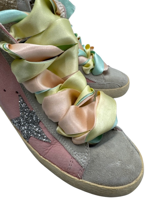 Golden Goose Shoe Size 37 pink, gray, multi Leather Upper Ribbon Laces Sneakers pink, gray, multi / 37