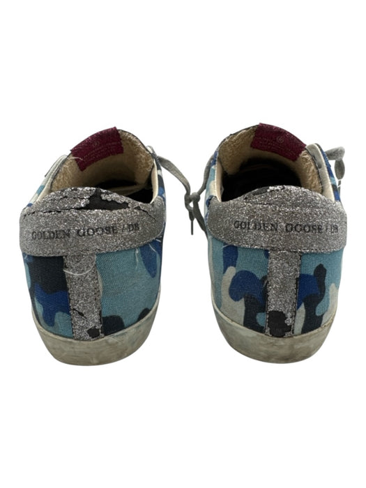Golden Goose Shoe Size 38 Blue, Silver, White Leather Glitter Camo Sneakers Blue, Silver, White / 38