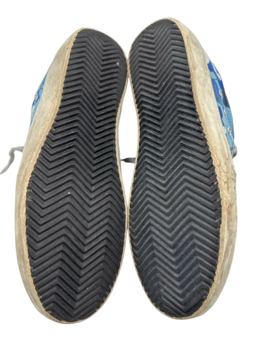 Golden Goose Shoe Size 38 Blue, Silver, White Leather Glitter Camo Sneakers Blue, Silver, White / 38