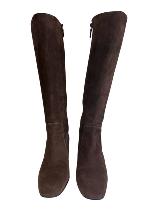 Stuart Weitzman Shoe Size 7 Dark Brown Leather Upper Suede Square Toe Boots Dark Brown / 7