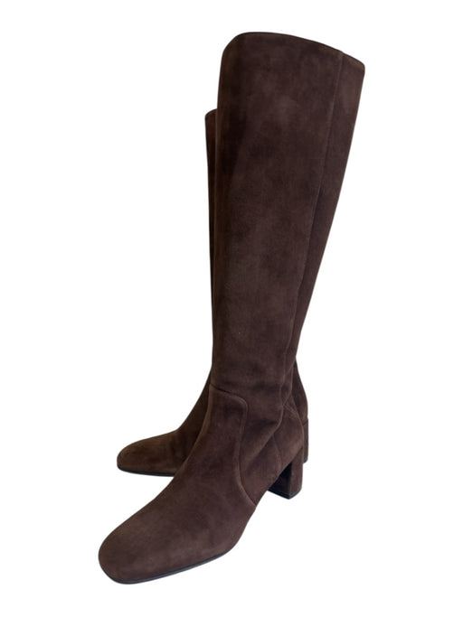 Stuart Weitzman Shoe Size 7 Dark Brown Leather Upper Suede Square Toe Boots Dark Brown / 7