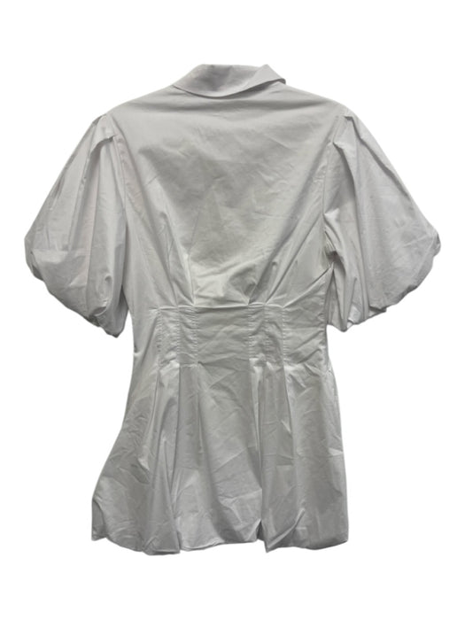 Jonathan Simkhai Size 2 White Cotton Blend Button Down Bubble Hem Mini Dress White / 2