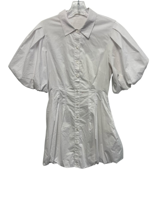 Jonathan Simkhai Size 2 White Cotton Blend Button Down Bubble Hem Mini Dress White / 2
