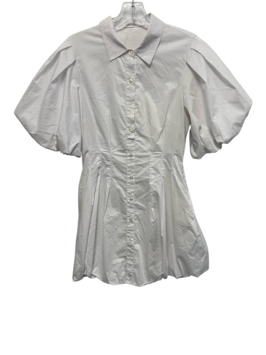 Jonathan Simkhai Size 2 White Cotton Blend Button Down Bubble Hem Mini Dress White / 2