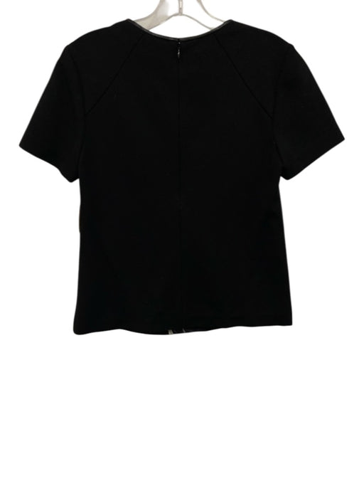 Jason Wu Size XS Black & White Silk Blend Short Sleeve Floral Satin Top Black & White / XS