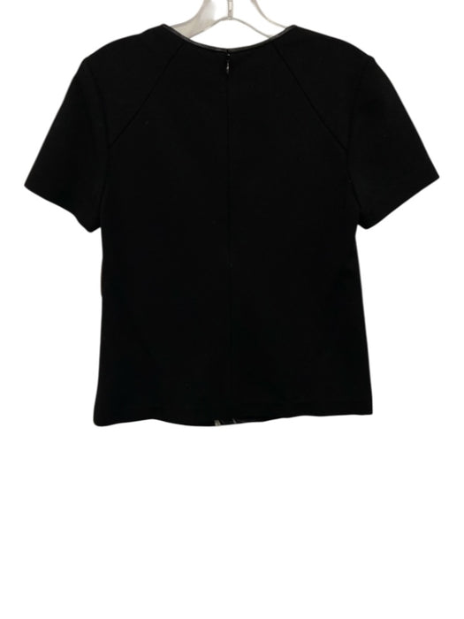 Jason Wu Size XS Black & White Silk Blend Short Sleeve Floral Satin Top Black & White / XS