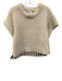 Koch Size XS Cream & Navy Blue Cotton Cap Sleeve Faux Shearling Striped Top Cream & Navy Blue / XS
