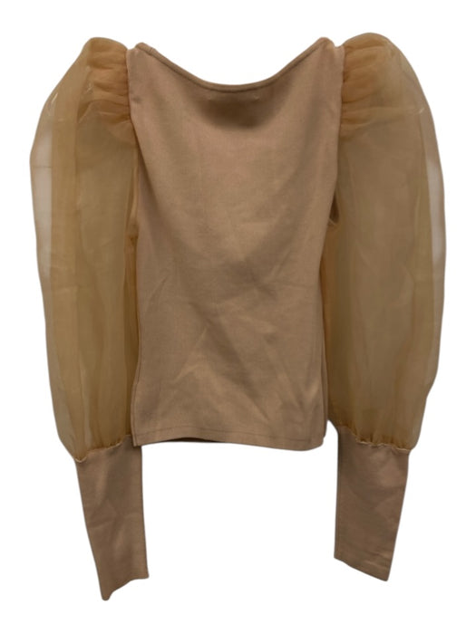 Alice + Olivia Size XS Beige Blush Viscose Blend Long puff sleeve Stretch Top Beige Blush / XS