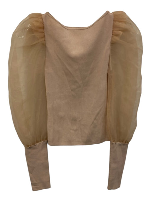 Alice + Olivia Size XS Beige Blush Viscose Blend Long puff sleeve Stretch Top Beige Blush / XS