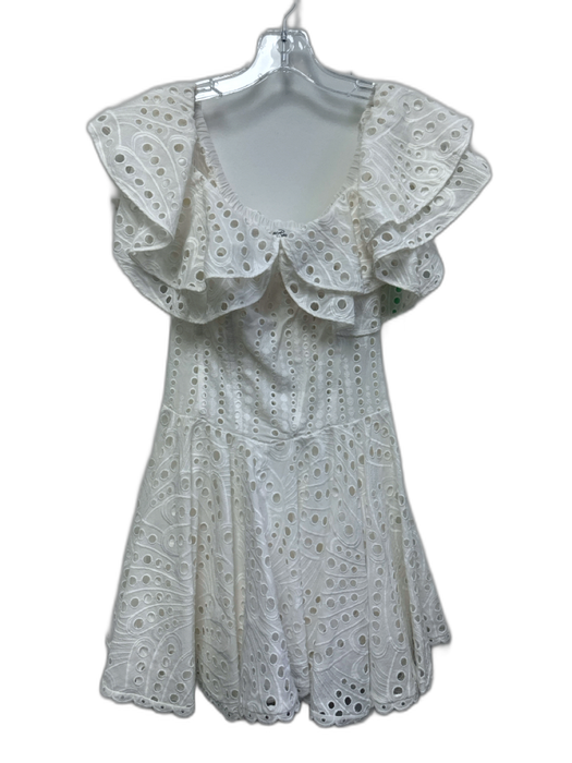 Charo Ruiz Ibiza Size S White Cotton Blend Eyelet Lace Off Shoulder Dress White / S