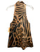 Retrofete Size XS Tan & Brown Polyester Sleeveless Animal Print Mock Neck Dress Tan & Brown / XS