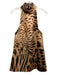 Retrofete Size XS Tan & Brown Polyester Sleeveless Animal Print Mock Neck Dress Tan & Brown / XS