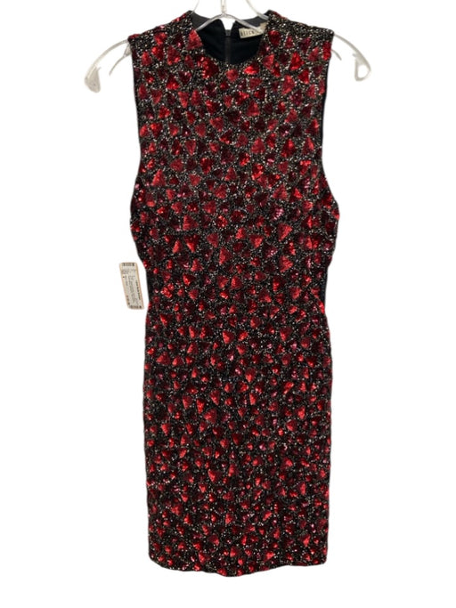 Alice + Olivia Size 4 Red & Black Nylon Blend Sleeveless Fully Beaded Dress Red & Black / 4