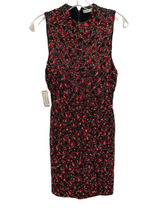 Alice + Olivia Size 4 Red & Black Nylon Blend Sleeveless Fully Beaded Dress Red & Black / 4